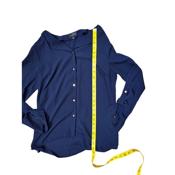 The Limited Womens Button-Down Blouse Navy Blue Size M Lightweight Polyester - Picture 5 of 5